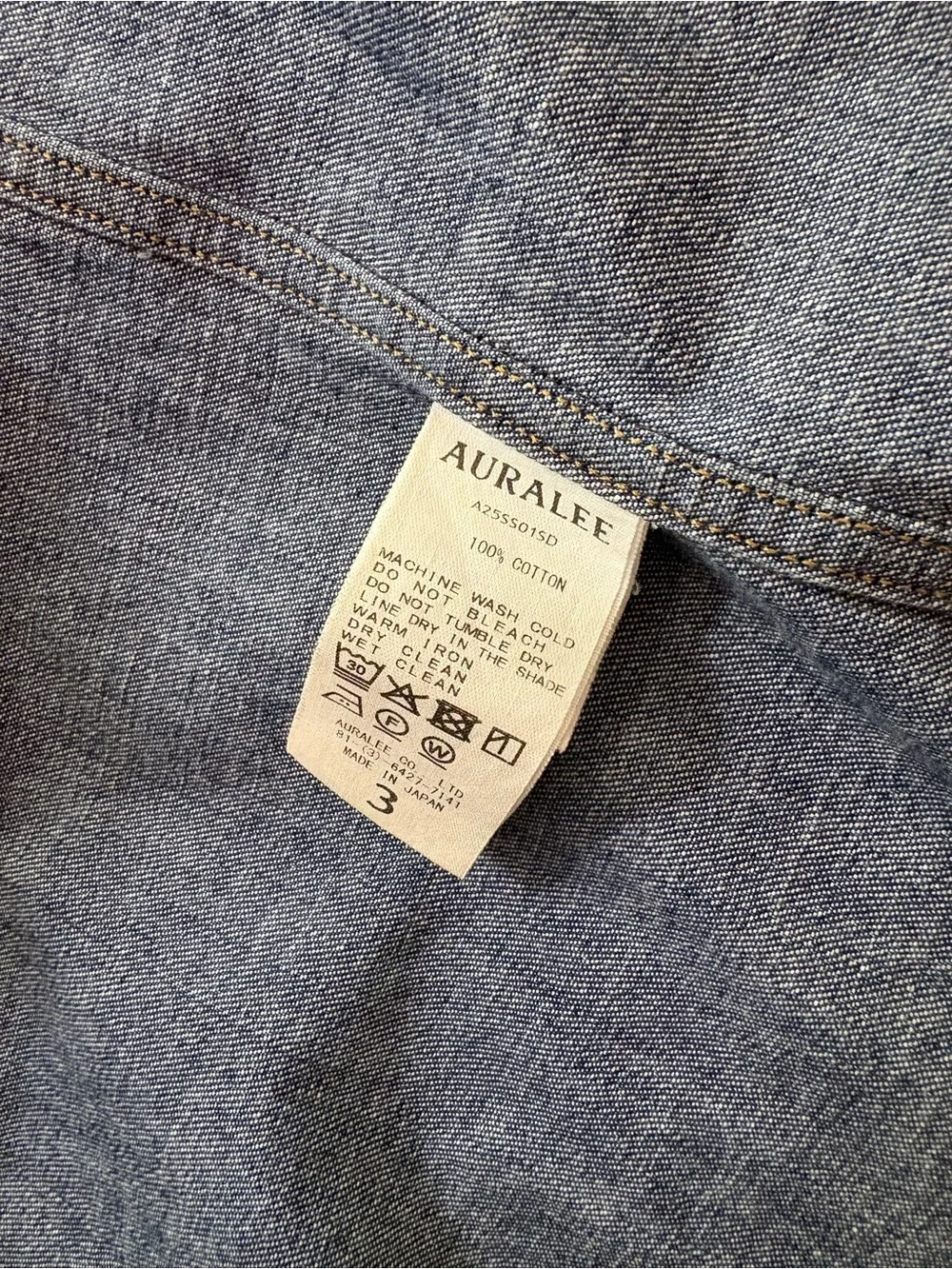 Auralee Dark Blue Denim selvedge shirt
